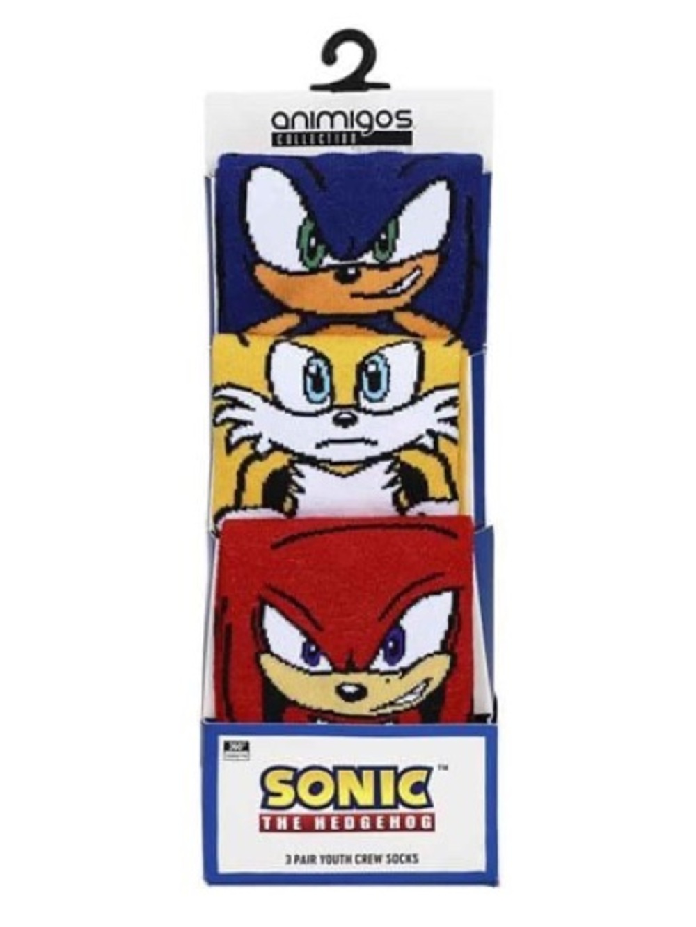 Bioworld Sonic The Hedgehog Character Crew Socks - Blue, Yellow, Red